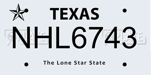 NHL6743 Texas License Plate