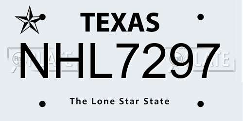 NHL7297 Texas License Plate