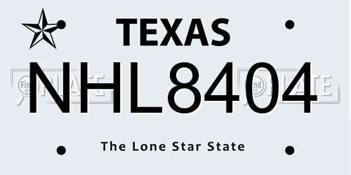 NHL8404 Texas License Plate