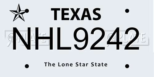 NHL9242 Texas License Plate
