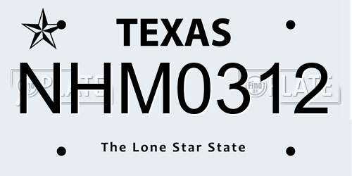 NHM0312 Texas License Plate