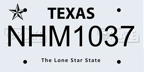 NHM1037 Texas License Plate