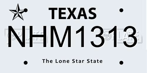 NHM1313 Texas License Plate
