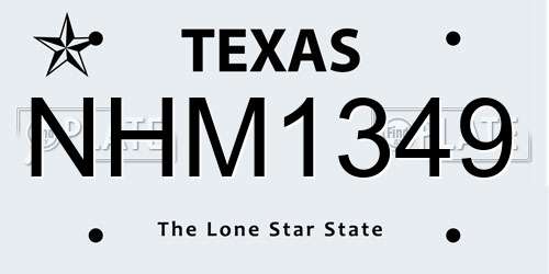 NHM1349 Texas License Plate