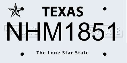 NHM1851 Texas License Plate