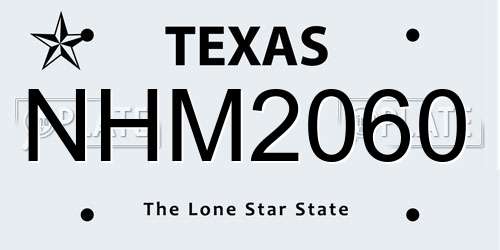 NHM2060 Texas License Plate