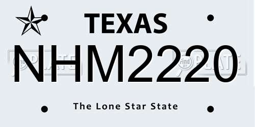 NHM2220 Texas License Plate