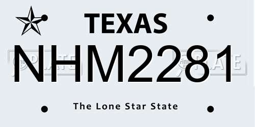 NHM2281 Texas License Plate