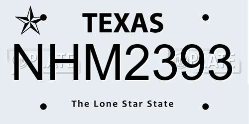 NHM2393 Texas License Plate