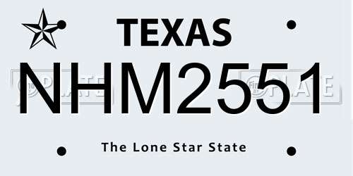 NHM2551 Texas License Plate