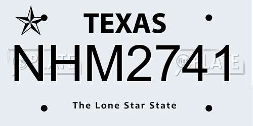 NHM2741 Texas License Plate