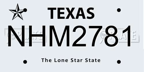 NHM2781 Texas License Plate