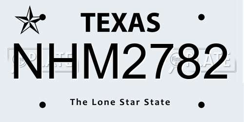 NHM2782 Texas License Plate