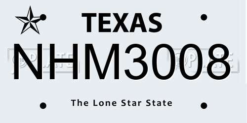 NHM3008 Texas License Plate