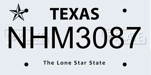 NHM3087 Texas License Plate