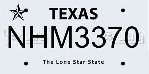 NHM3370 Texas License Plate