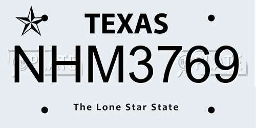 NHM3769 Texas License Plate