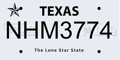 NHM3774 Texas License Plate