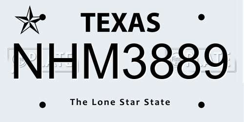 NHM3889 Texas License Plate