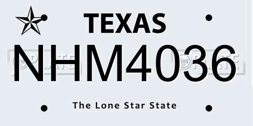 NHM4036 Texas License Plate