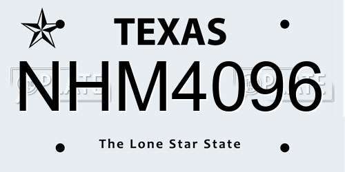 NHM4096 Texas License Plate