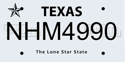 NHM4990 Texas License Plate