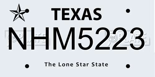 NHM5223 Texas License Plate