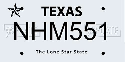 NHM551 Texas License Plate