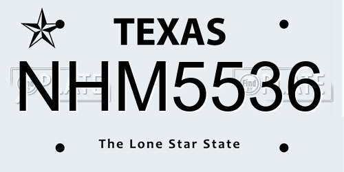 NHM5536 Texas License Plate