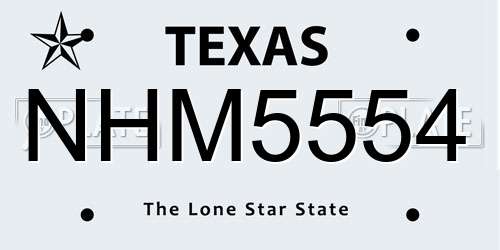 NHM5554 Texas License Plate