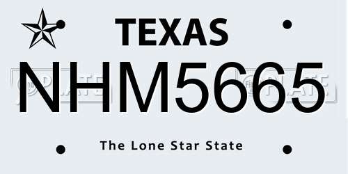 NHM5665 Texas License Plate