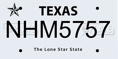 NHM5757 Texas License Plate