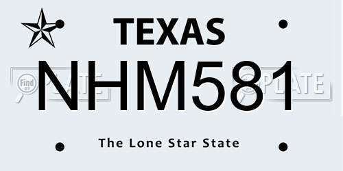 NHM581 Texas License Plate