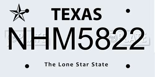 NHM5822 Texas License Plate