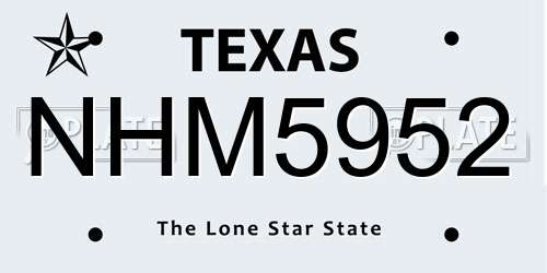 NHM5952 Texas License Plate