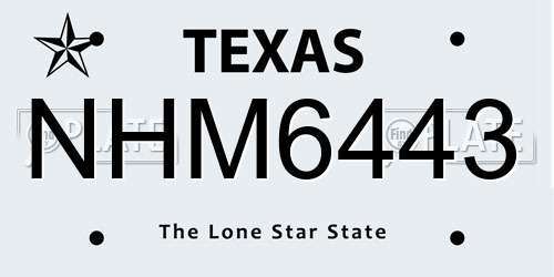 NHM6443 Texas License Plate