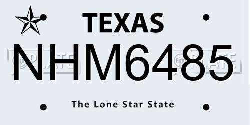 NHM6485 Texas License Plate
