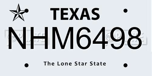 NHM6498 Texas License Plate