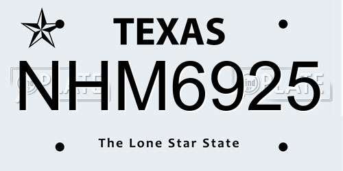 NHM6925 Texas License Plate