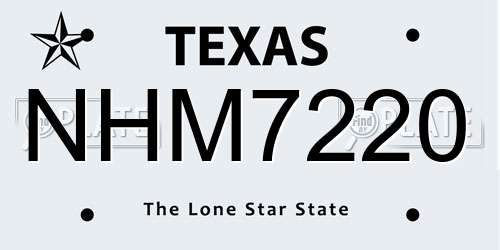 NHM7220 Texas License Plate