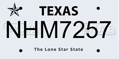 NHM7257 Texas License Plate