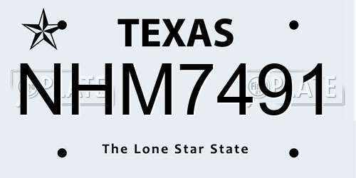 NHM7491 Texas License Plate