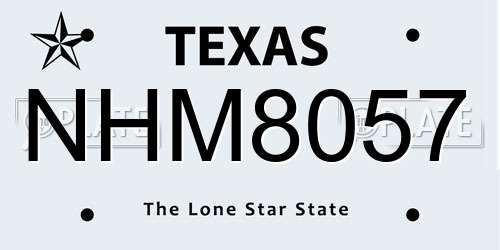 NHM8057 Texas License Plate