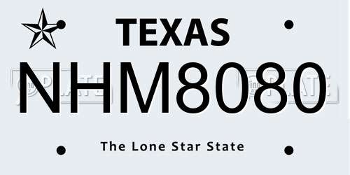 NHM8080 Texas License Plate