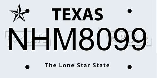 NHM8099 Texas License Plate