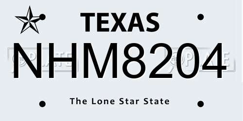 NHM8204 Texas License Plate