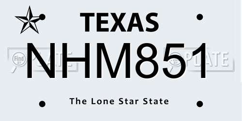 NHM851 Texas License Plate