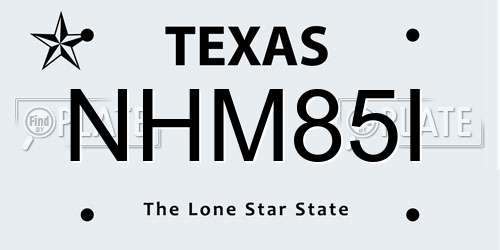 NHM85I Texas License Plate