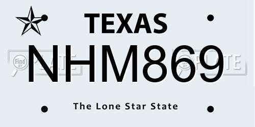 NHM869 Texas License Plate