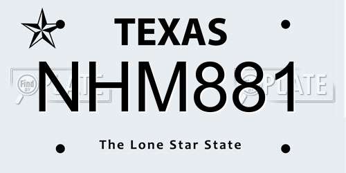 NHM881 Texas License Plate